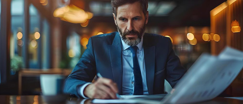 Advogado com site profissional e anúncios online representando estratégia de tráfego pago para gerar leads qualificados diariamente na advocacia.
